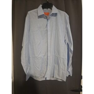 Tallia Slim Fit‎ Light Blue Patterned Button Down, Men's Size 16 34/35 Shirt